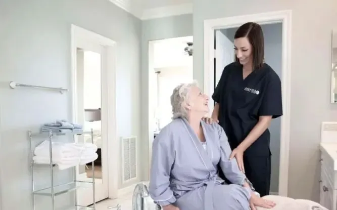 Amada Senior Care Franchise Client getting care. 